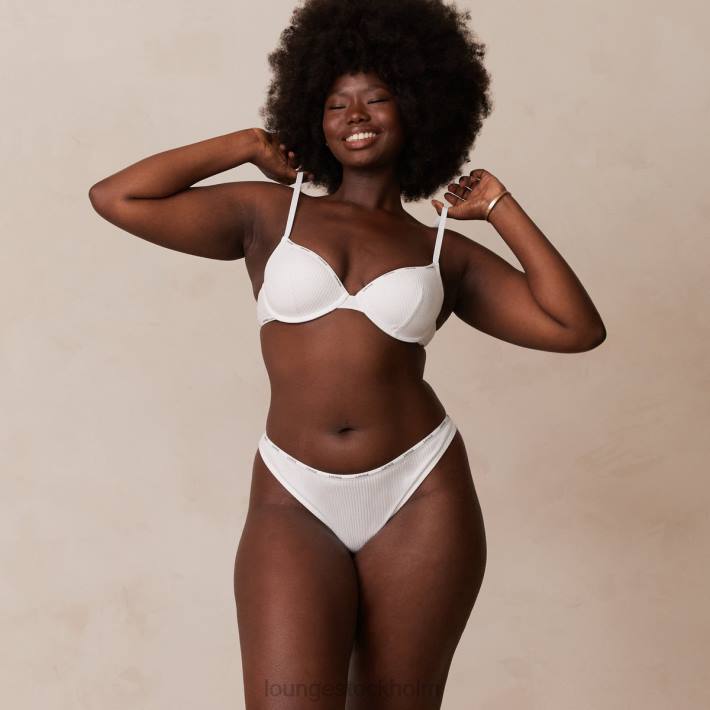 Lounge kvinnor vit underkläder FP6J60 så mjuk ribbad t-shirt bh & string-set