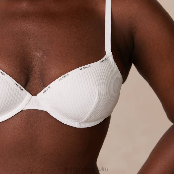 Lounge kvinnor vit underkläder FP6J60 så mjuk ribbad t-shirt bh & string-set