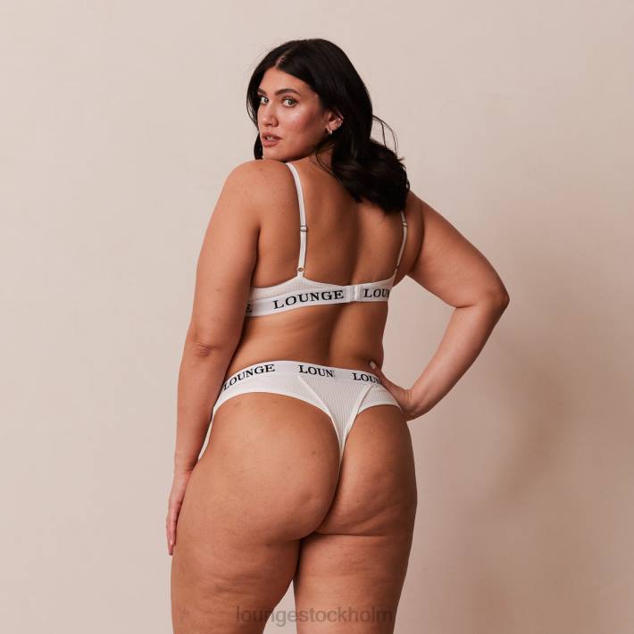 Lounge kvinnor vit underkläder FP6J86 ultrakomfortabel ribbad t-shirt BH & string set