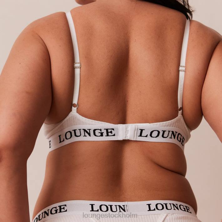 Lounge kvinnor vit underkläder FP6J86 ultrakomfortabel ribbad t-shirt BH & string set