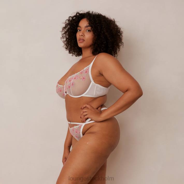 Lounge kvinnor vit underkläder FP6J95 ditsy broderad balkong-bh & g-string/kalsonger set