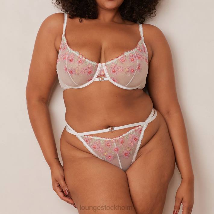 Lounge kvinnor vit underkläder FP6J95 ditsy broderad balkong-bh & g-string/kalsonger set