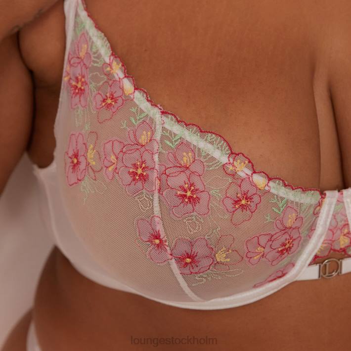 Lounge kvinnor vit underkläder FP6J95 ditsy broderad balkong-bh & g-string/kalsonger set