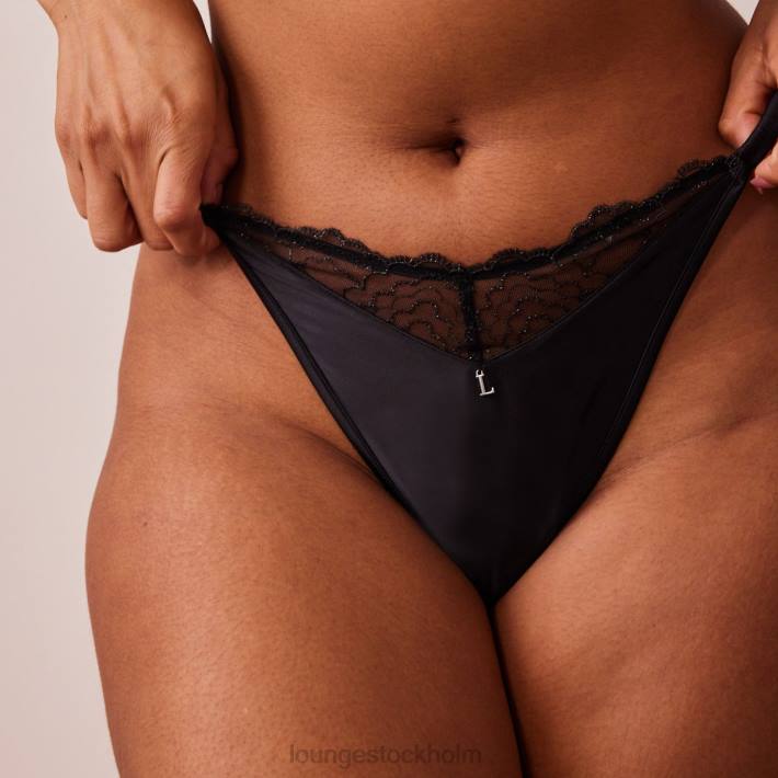 Lounge kvinnor svart underkläder FP6J496 quiltad spets g-string