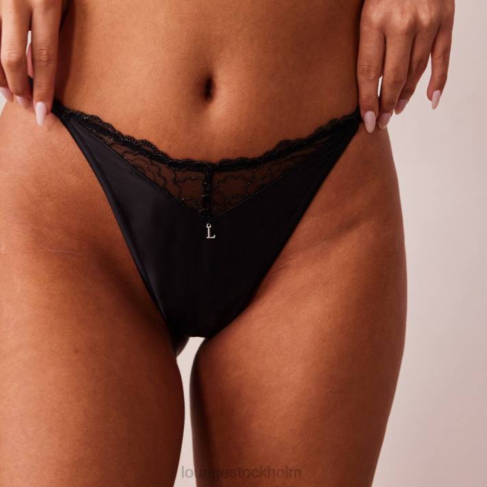 Lounge kvinnor svart underkläder FP6J496 quiltad spets g-string