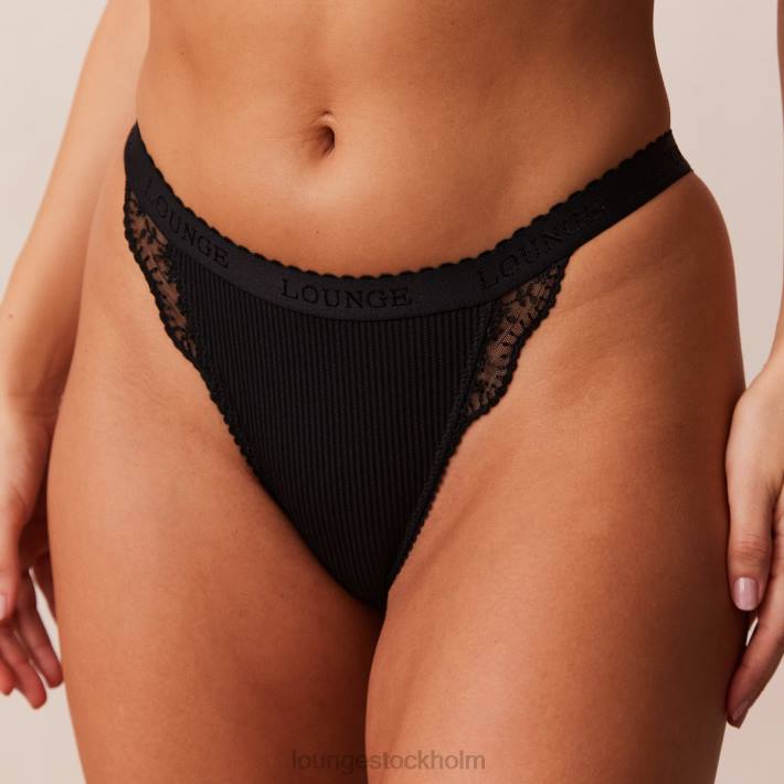 Lounge kvinnor svart underkläder FP6J586 ribbade trosor