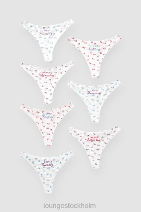 Lounge kvinnor skriva ut underkläder FP6J701 dagar i veckan stringtrosa (7-pack)