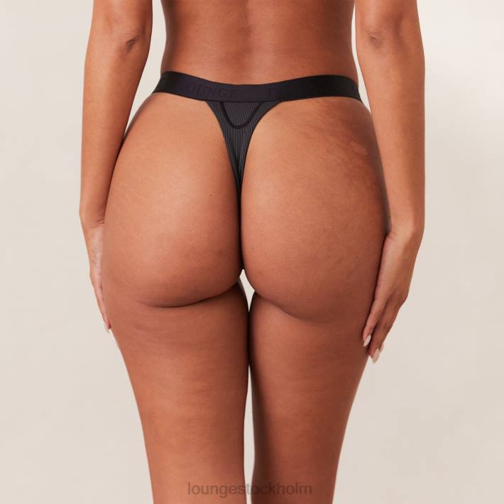 Lounge kvinnor svart underkläder FP6J451 ribbad mindful stringtrosa