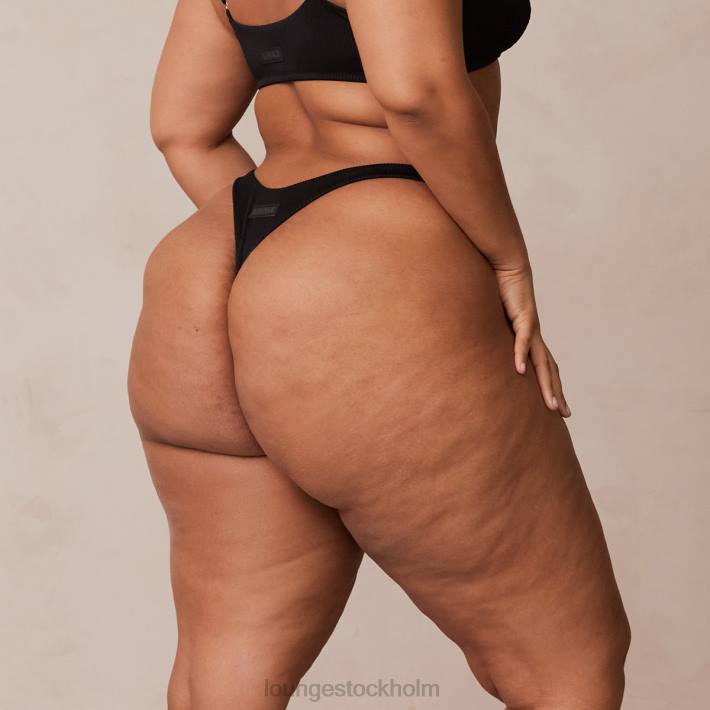 Lounge kvinnor svart underkläder FP6J698 ribbad triangeltrosa