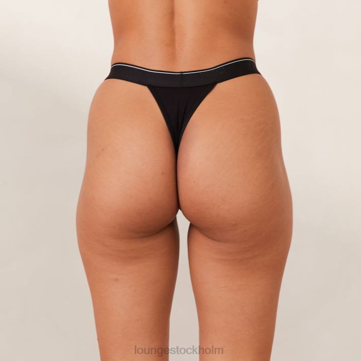 Lounge kvinnor svart underkläder FP6J410 bambu minimal triangel stringtrosa