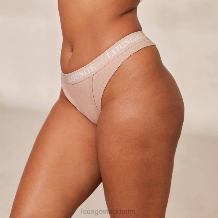 Lounge kvinnor taupe underkläder FP6J746 ultra komfort ribbad stringtrosa